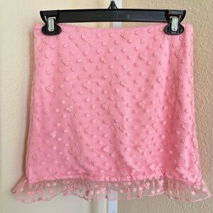 NWT - Sugar Thrillz Mesh Embroidered Daisy Mini Skirt in Pink - Size S